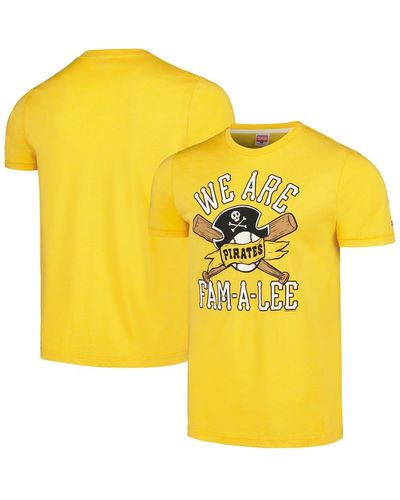 Homage Pittsburgh Pirates We Are Fam-a-lee Tri-blend T-shirt - Yellow