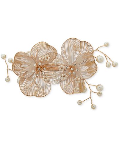 Lonna & Lilly Gold-tone Pave & Imitation Pearl Flower Hair Barrette - Natural