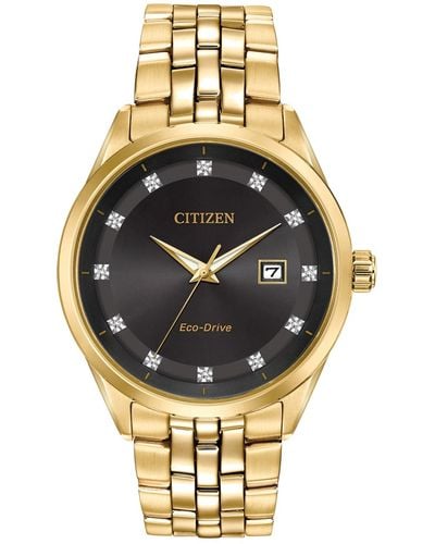 Citizen Men's Eco-drive Corso Diamond-accent Gold-tone Stainless Steel Bracelet Watch 41mm - Metallic
