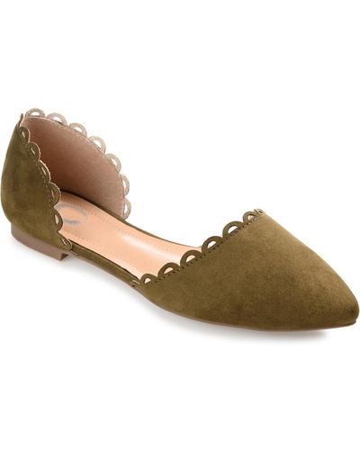 Journee Collection Jezlin Scalloped Flats - Brown