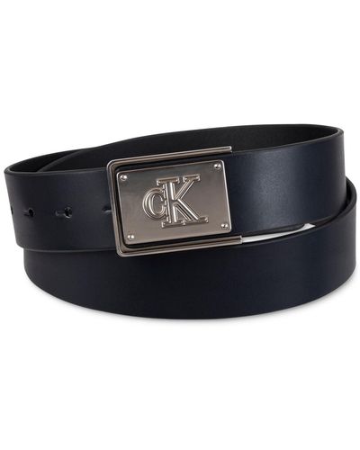 Calvin Klein Ck Plate Plaque Belt - Black