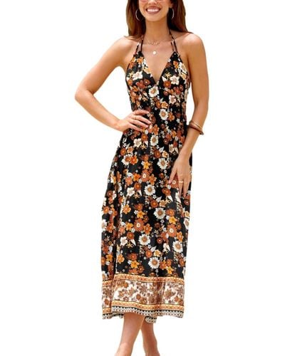 CUPSHE And-white Floral Flutter Sleeve Mini Beach Dress - Black