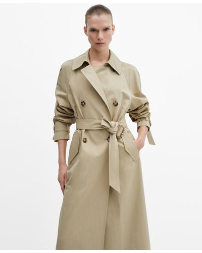 Mango Double-breasted Cotton Trench Coat - Natural