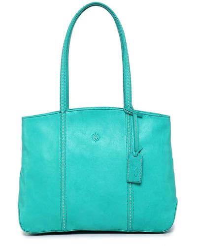 Old Trend Genuine Leather Dancing Bamboo Tote Bag - Blue