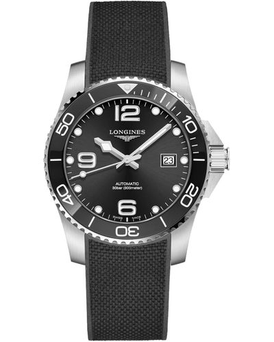 Longines Swiss Automatic Hydroconquest Black Rubber Strap Watch 41mm - Gray