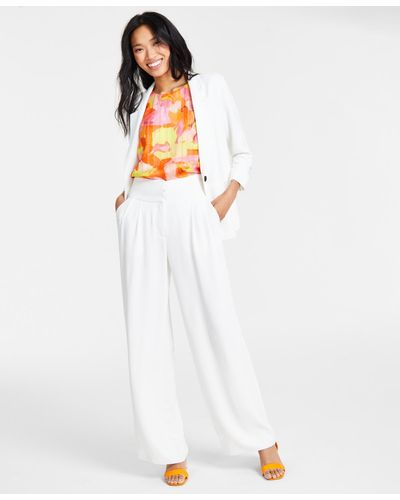 Cece Relaxed 3/4 Sleeve Twill Blazer - White