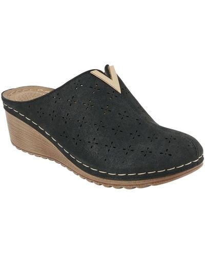Gc Shoes Camille Slip-on Perforated Wedge Mules - Black