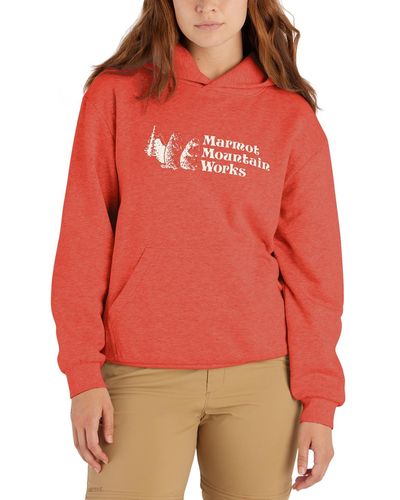 Marmot Mmw Logo-print Ribbed-trim Hoodie - Red