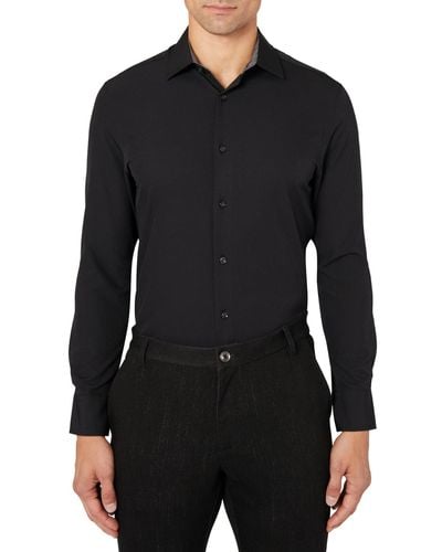 Con.struct Slim-fit Solid Performance Stretch Cooling Comfort Dress Shirt - Black