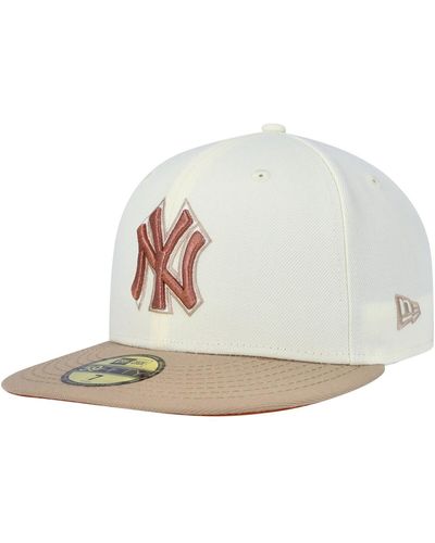 KTZ New York Yankees Chrome Camel Rust Undervisor 59fifty Fitted Hat - White