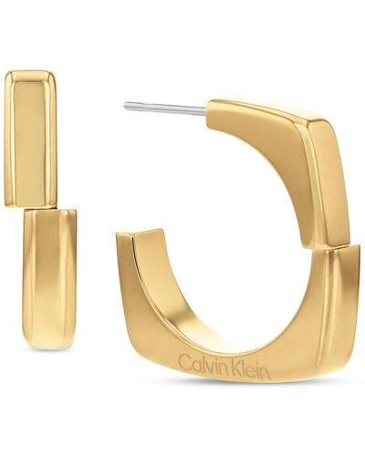Calvin Klein Stainless Steel Small Sculpted C-hoop Earrings - Metallic