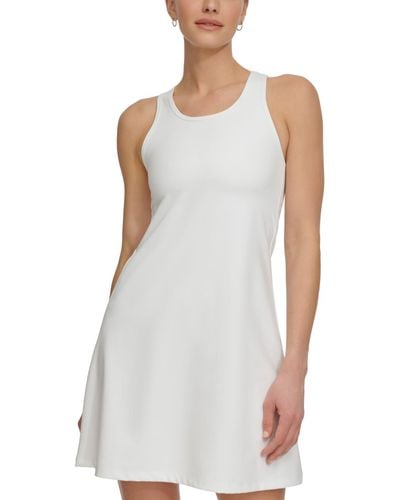 DKNY Sport Round-neck Keyhole-back Tennis Dress - White