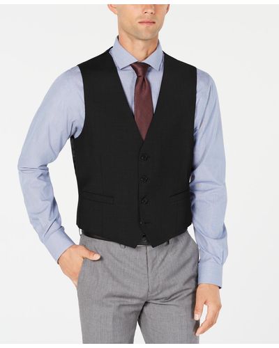 Calvin Klein Slim-fit Wool Infinite Stretch Suit Vest - Black