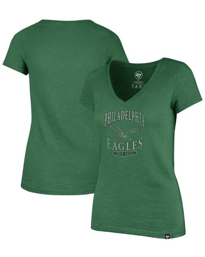 '47 Distressed Philadelphia Eagles Scrum V-neck T-shirt - Green