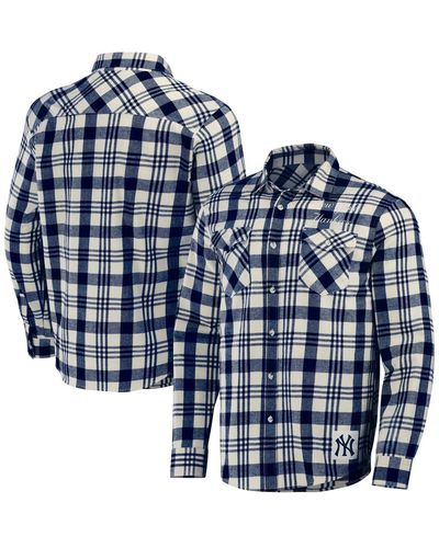 Fanatics Darius Rucker Collection By New York Yankees Plaid Flannel Button-up Shirt - Blue