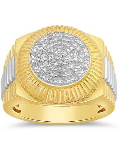 Macy's Diamond Two-tone Circle Cluster Style Ring (1/10 Ct. T.w. - Metallic