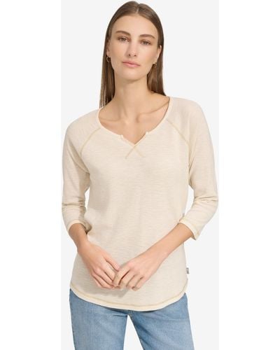 Marc New York Andrew Marc Sport 3/4-sleeve Waffle-knit Tee - Natural