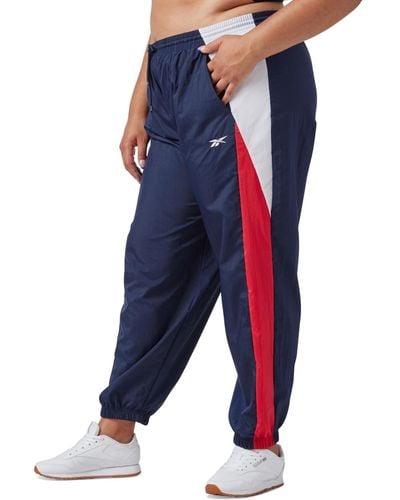 Reebok Plus Size Pull-on Logo Woven Track Pants - Blue