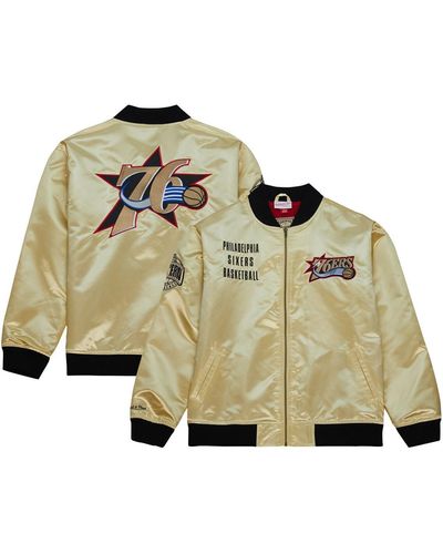 Mitchell & Ness Distressed Philadelphia 76ers Team Og 2.0 Vintage-like Logo Satin Full-zip Jacket - Metallic