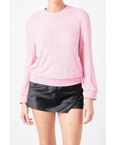 Endless Rose Sequins Sweater - Pink