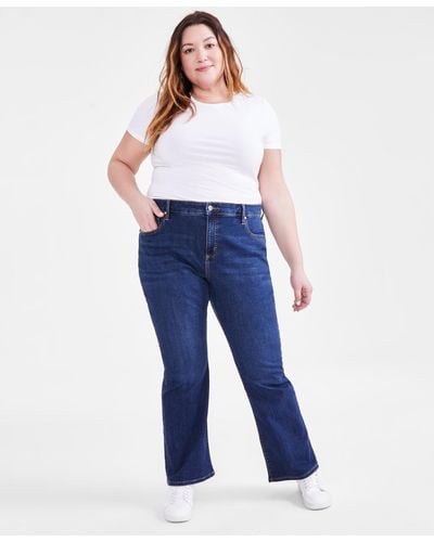 Style & Co. Plus Size Mid Rise Curvy Bootcut Jeans - Blue