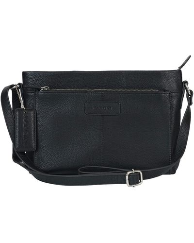 Mancini Pebble Loretta Leather Crossbody Handbag - Black