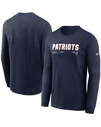Nike New England Patriots Infograph Lock Up Performance Long Sleeve T-shirt - Blue