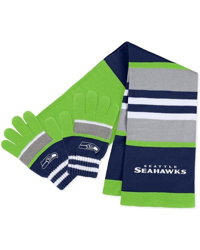 WEAR by Erin Andrews Seattle Seahawks Stripe Glove And Scarf Set - Green