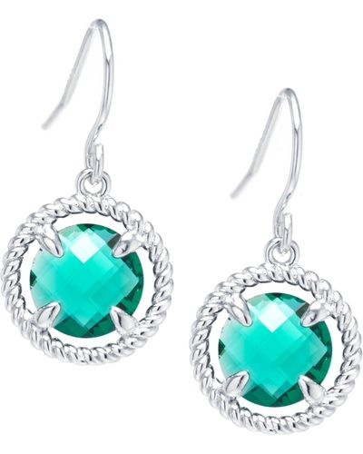 Giani Bernini Round Crystal Wire Drop Earrings - Green
