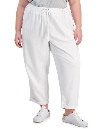 Tommy Hilfiger Plus Size High-rise Cuffed Twill Pants - White