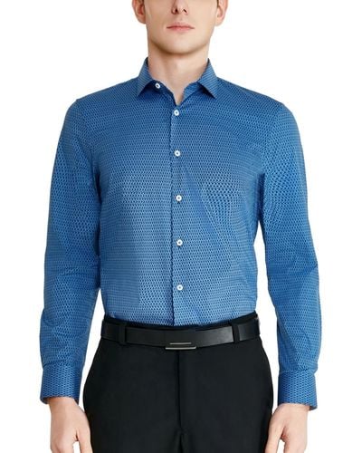 Tallia Slim-fit Geo-link Dress Shirt - Blue