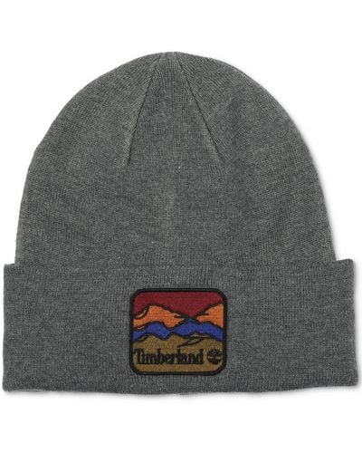 Timberland Embroidered Mountain Logo Patch Beanie - Gray