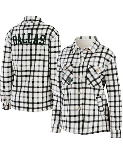 WEAR by Erin Andrews Dallas Stars Plaid Button-up Shirt Jacket - Black