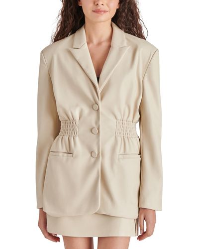 Steve Madden Faux-leather Cinched Waist Blazer - Natural