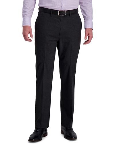 Haggar J.m. 4-way Stretch Textured Grid Classic Fit Flat Front Performance Dress Pant - Multicolor