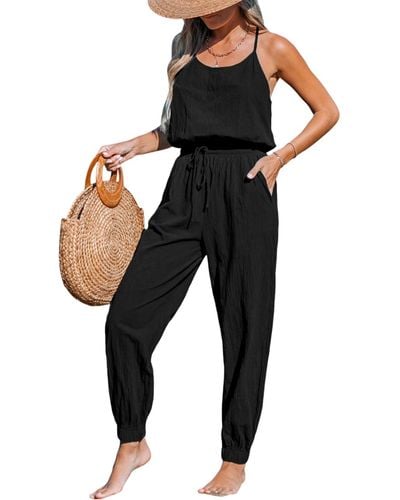 CUPSHE Tapered Leg & Back Cut-out Jumpsuit - Black