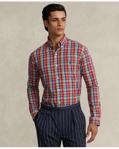 Polo Ralph Lauren Classic-fit Plaid Stretch Poplin Shirt - Red