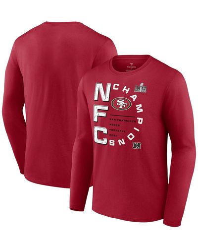 Fanatics San Francisco 49ers 2023 Nfc Champions Right Side Draw Long Sleeve T-shirt - Red