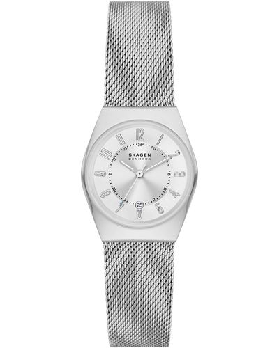 Skagen Grenen Lille In Silver-tone Stainless Steel Mesh Bracelet Watch, 26mm - Metallic