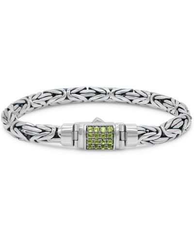 DEVATA Peridot & Borobudur Oval 7mm Chain Bracelet - White