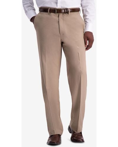 Haggar Premium Comfort Stretch Classic-fit Solid Flat Front Dress Pants - Natural