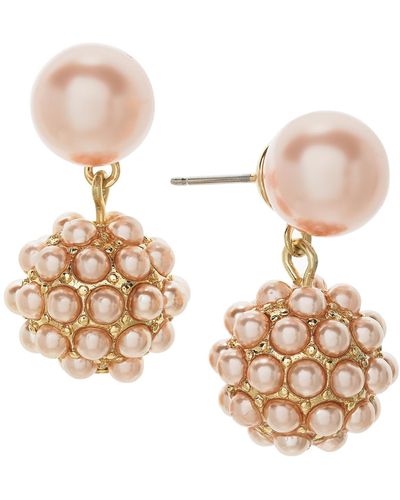 Charter Club Gold-tone Beaded Cluster Drop Earrings - Natural