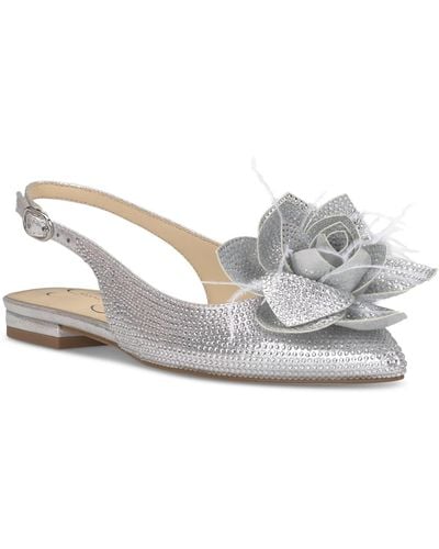 Jessica Simpson Evito Slip-on Slingback Embellished Flats - White