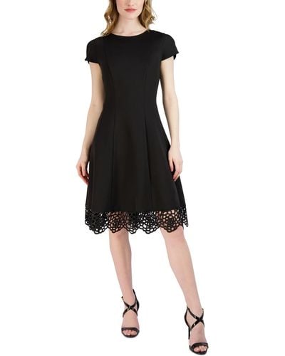 Donna Ricco Round-neck Sleeveless Fit & Flare Dress - Black
