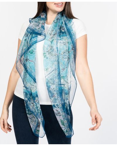 Vince Camuto Paisley Floral Square Scarf - Blue
