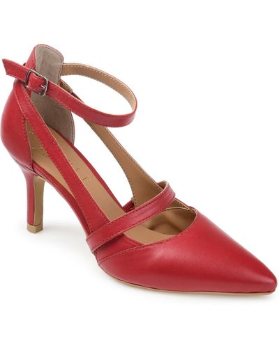 Journee Signature Vallerie Ankle Strap Pumps - Red