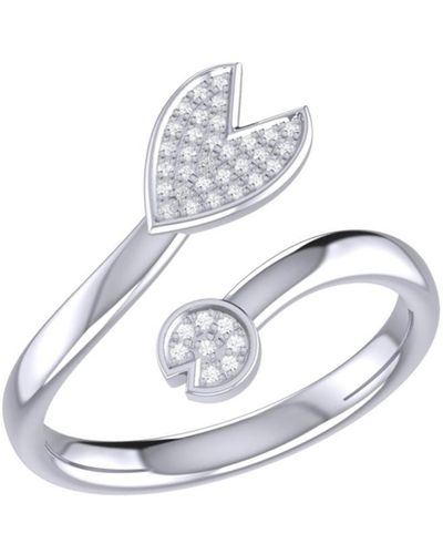 LuvMyJewelry Pac-man Chase Design Sterling Silver Diamond Open Ring - White