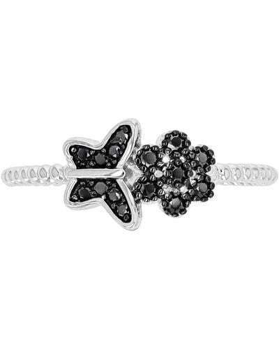 Macy's Spinel Butterfly & Flower Ring (1/5 Ct. T.w. - Black