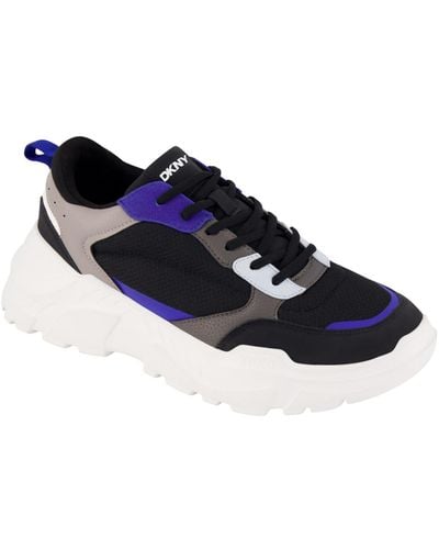 DKNY Mixed Media Runner On A Lightweight Sole Sneakers - Blue