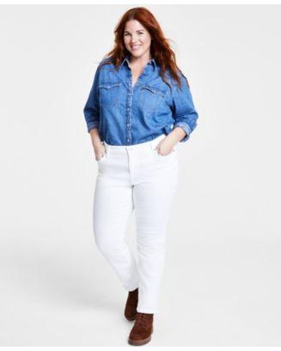Levi's Levis Trendy Plus Size Essential Western Cotton Shirt Classic Straight Leg Jeans - Blue